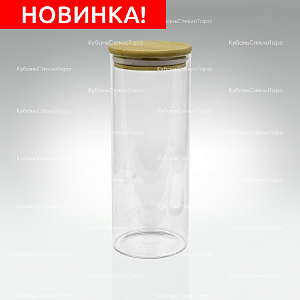 Банка 1 л стеклянная с бамбуковой крышкой оптом и по оптовым ценам в Москве