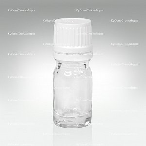 Флакон для капель 0,005 л (18) прозрачное стекло с белой винтовой крышкой КПВ оптом и по оптовым ценам в Москве