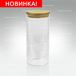 Банка 1,2 л стеклянная с бамбуковой крышкой оптом и по оптовым ценам в Москве