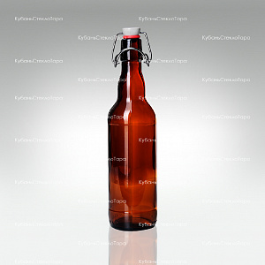 Бутылка «Бугельная» 0,500 л. (Коричневая) стеклянная с пробкой оптом и по оптовым ценам в Москве
